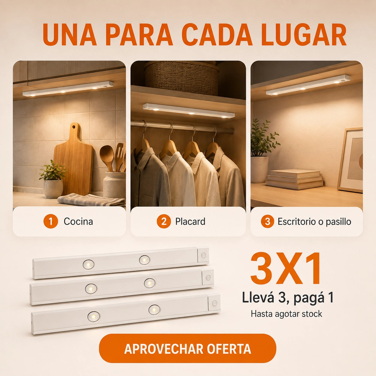 LumiBar™ | Luz LED con Sensor 40 cm | Iluminá sin cables