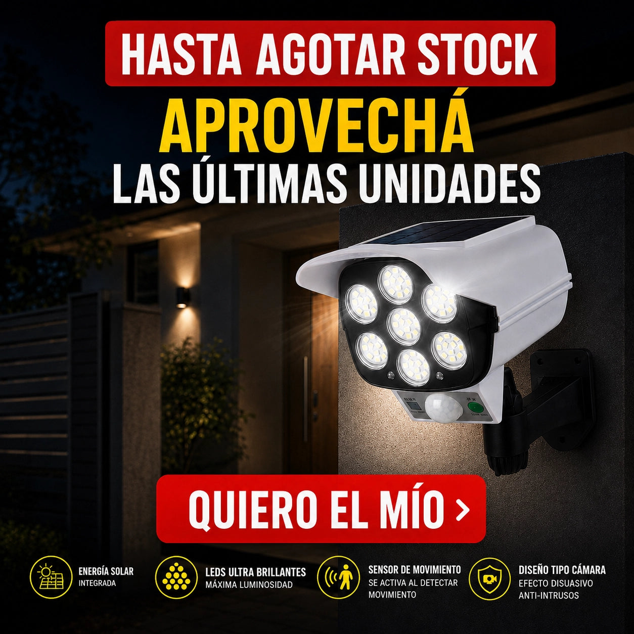 Vigilux™ | Luz Solar Símil Cámara | Iluminá y disuadí sin cables