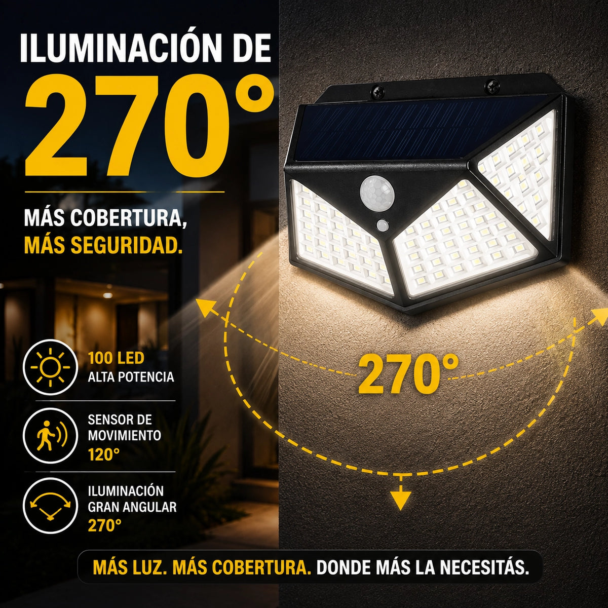 SOLVIA™ | Reflector Solar 100 LED | Iluminá sin cables