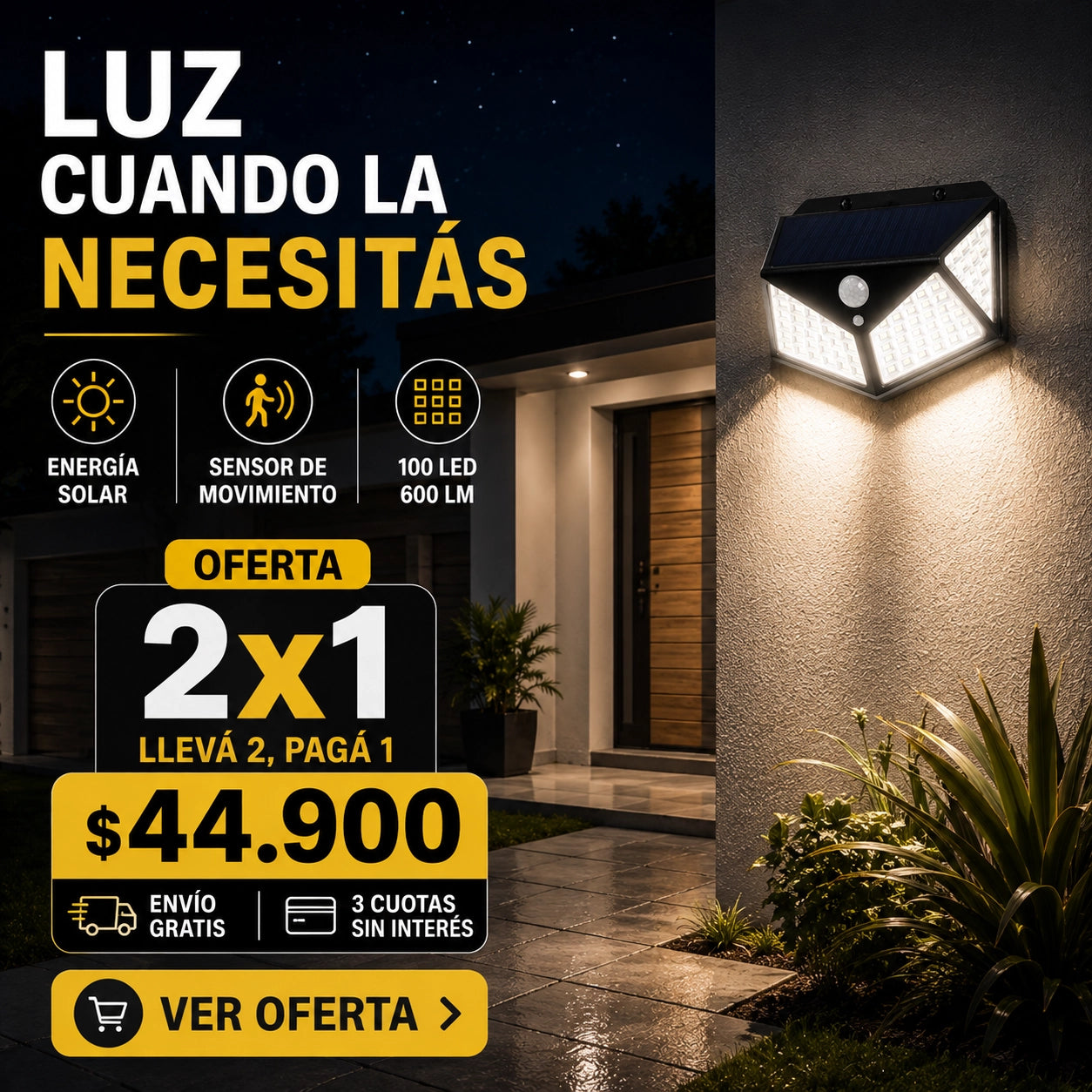 SOLVIA™ | Reflector Solar 100 LED | Iluminá sin cables