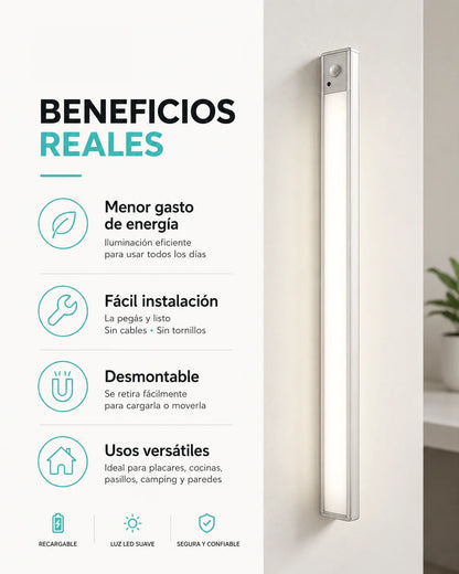OmniLight™ | Barra LED Adhesiva Recargable | Luz Donde Quieras sin Cables