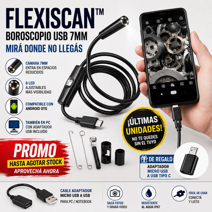 FlexiScan™ | Cámara de Inspección Ultra HD 1 Metro | Adiós a las Zonas Ciegas