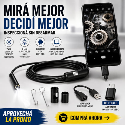 FlexiScan™ | Cámara de Inspección Ultra HD 1 Metro | Adiós a las Zonas Ciegas
