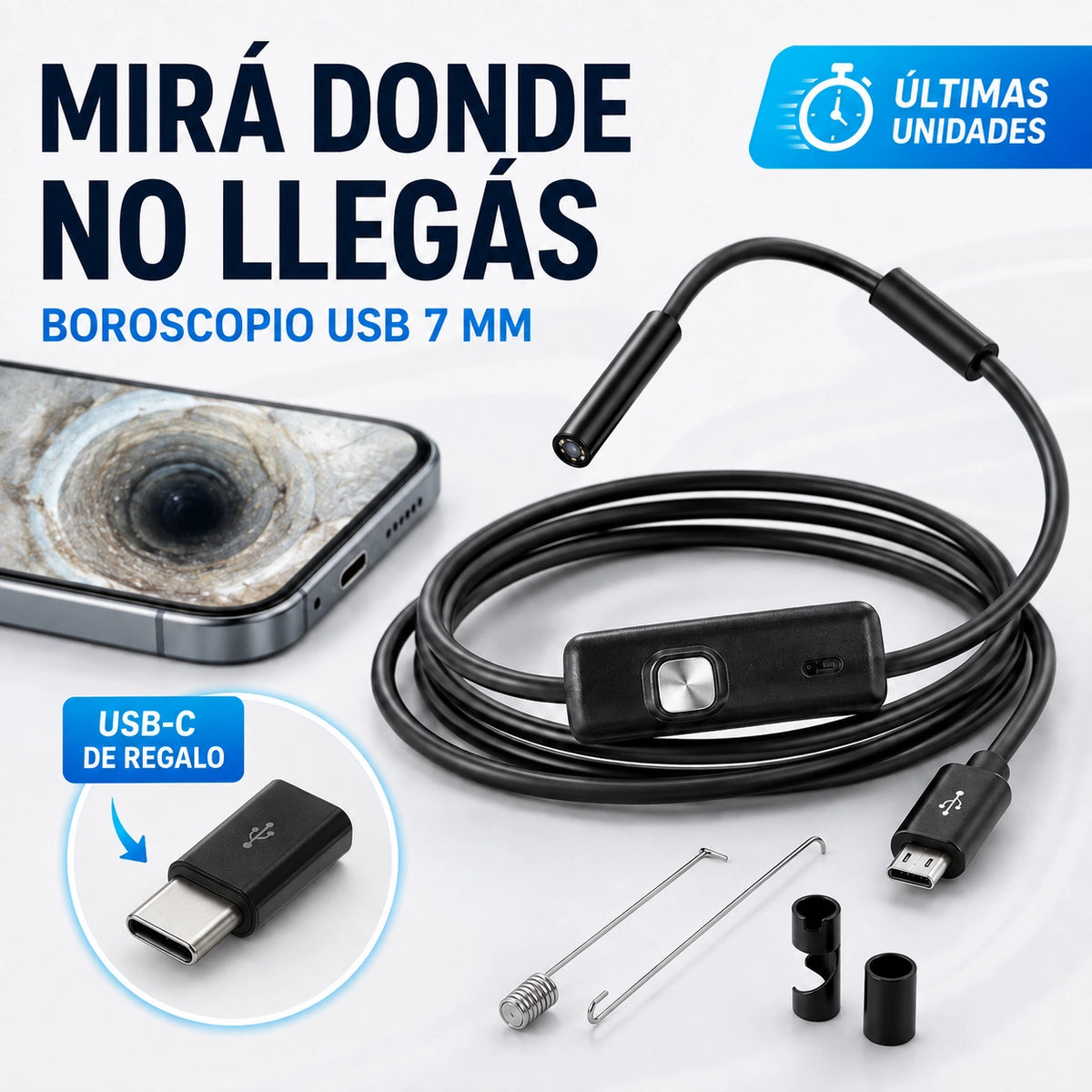 FlexiScan™ | Cámara de Inspección Ultra HD 1 Metro | Adiós a las Zonas Ciegas