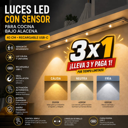 NovaLux™ | Luces LED Sensor de Movimiento | Ilumina sin Cables ni Agujeros