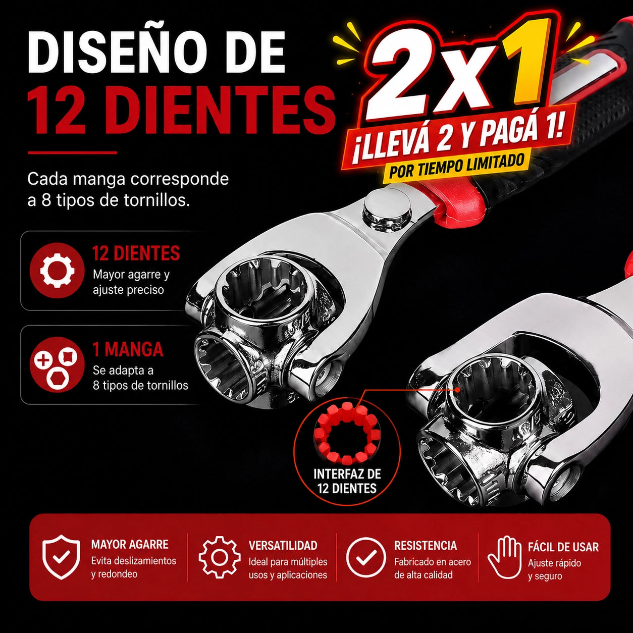 MultiMax™ | Llave Universal 48 en 1 | Adiós a Cargar Herramientas Pesadas