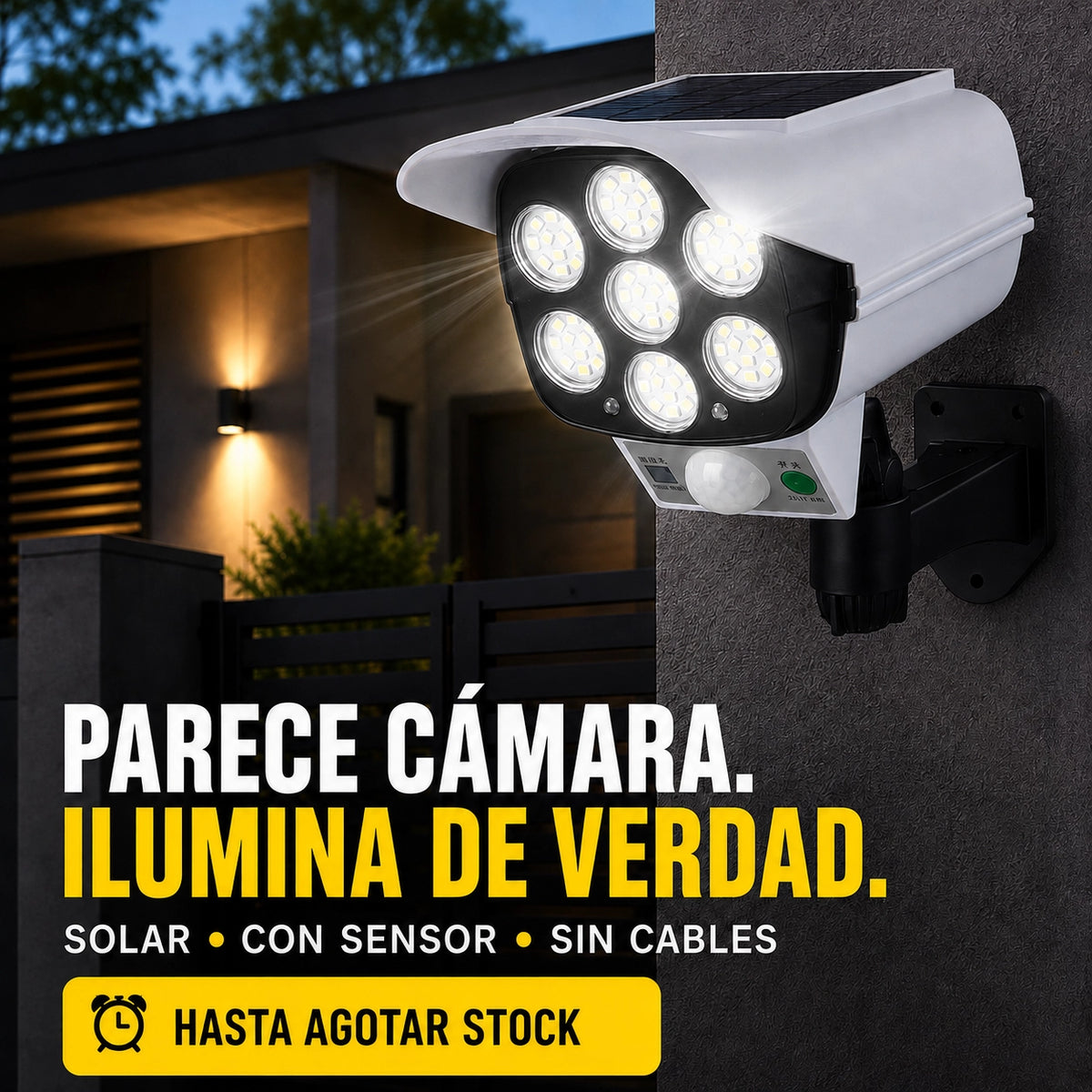 Vigilux™ | Luz Solar Símil Cámara | Iluminá y disuadí sin cables