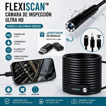 FlexiScan™ | Cámara de Inspección Ultra HD 1 Metro | Adiós a las Zonas Ciegas